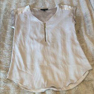Express Cream Blouse with Gold Zipper